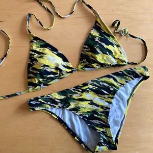 GUESS Abstract Bikini with Gold Metallic Accent